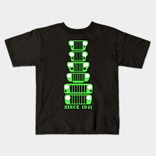 Jeep Grills Lime Green Logo Kids T-Shirt